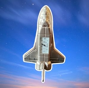 Rare Platinum Silver Space Shuttle Clock NIB